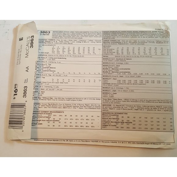 Uncut McCall's Evening Elegance Sewing Pattern 3863 Size 6-8-10-12 - Picture 3 of 4